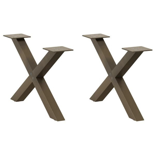 vidaXL Couchtischbeine X-Form 2 Stück Naturstahl 60x(30-31) cm Stahl, 4012883