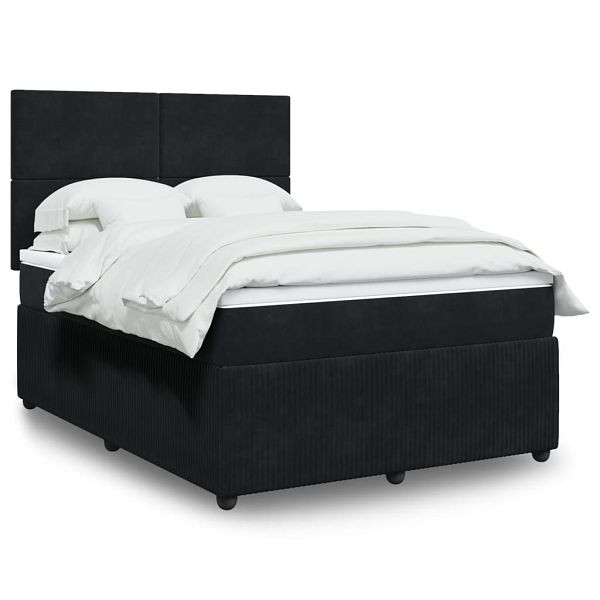 vidaXL Boxspringbett mit Matratze Schwarz 140x200 cm Samt, 3294654