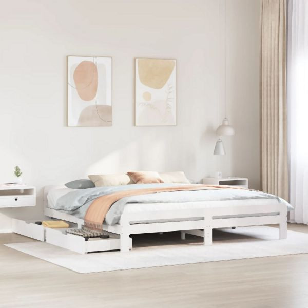 vidaXL Massivholzbett ohne Matratze Weiß 200x200 cm Kiefernholz, 3309027