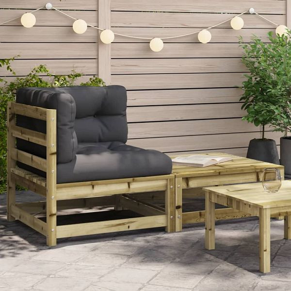 vidaXL Garten-Ecksofa mit Kissen und Hocker, Füllmaterial: PP-Baumwolle, 838116