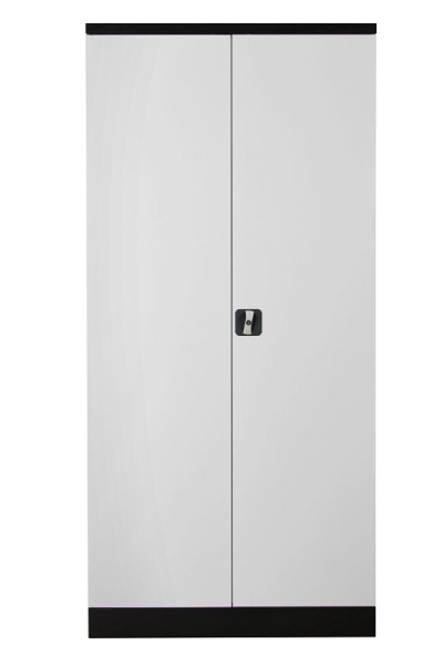 Gürkan Flügeltürenschrank, 42 x 92 x 195 cm, Schwarz, Verkehrsweiß, Fachboden Stück 4, FLC.19/N, 110866