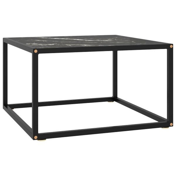 vidaXL Couchtisch Schwarz mit Schwarzem Glas in Marmor-Optik 60x60x35, 322874