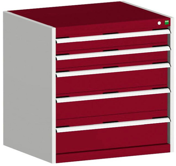 bott cubio Schubladenschrank bestückt mit 5 Schwerlastschubladen BxTxH: 800 x 650 x 800 mm, RAL 7035/3004, 40020026.24V