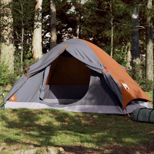 vidaXL Kuppel-Campingzelt 2 Personen Grau und Orange Wasserdicht, 94645