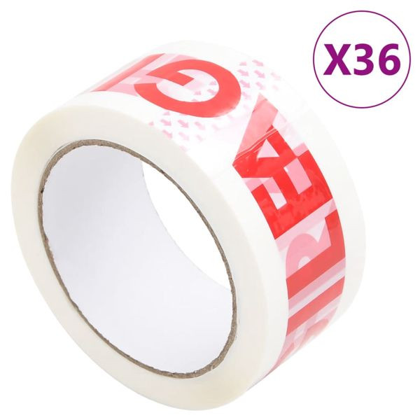 vidaXL Paketklebeband 36 Stk. FRAGILE Aufdruck Weiß 48 mm x 66 m, 4012399