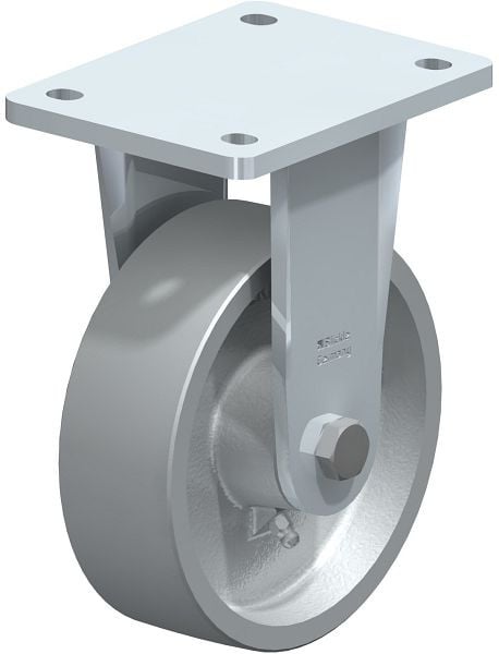 Blickle BO-G 150G Stahlgeschweißte Schwerlast-Bockrolle, Guss, Grau, 49361