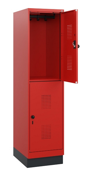 C+P Doppelstöckiger Spind Evolo PLUS, Sockel, 2 Fächer, 1630x400x500mm, 3020/302, Drehriegel, 0493205-12 S10034
