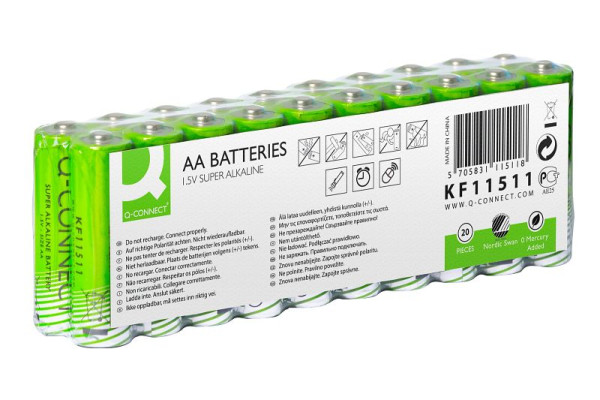 Q-Connect Batterie AA/LR6, Nordic Swan, 20 Stück, grün, KF11511