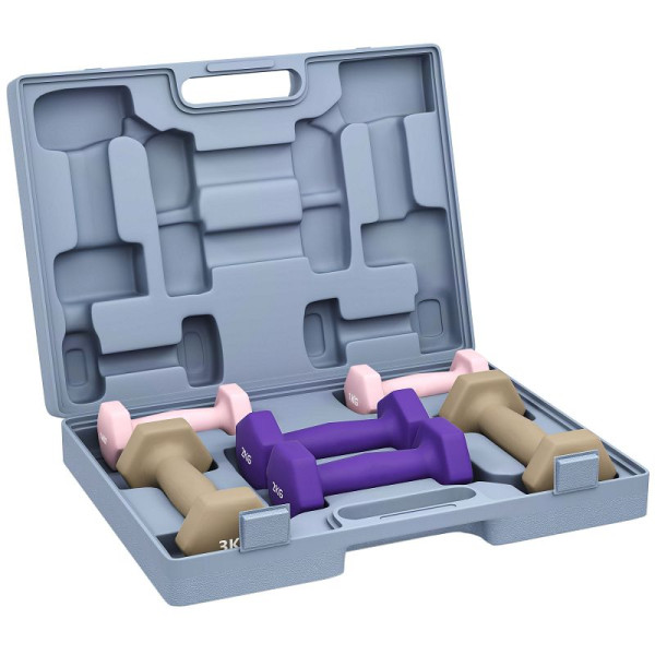 SPORTNOW Hantelset, 6er Set Hanteln mit Gewichten, Kurzhantelset aus Stahl, 1 kg, 2 kg, 3 kg, A91-398V01MX