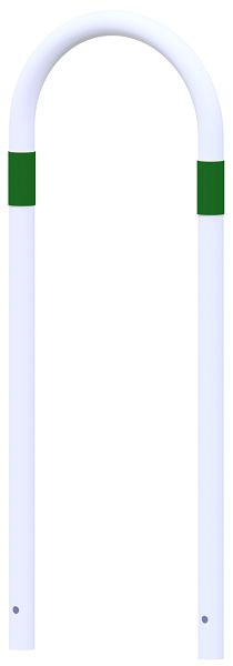 Schake Absperrbügel als Basis - Schutz, weiß pulverbeschichtet mit grün reflektierenden Streifen, Gesamthöhe: 1200mm, 4L48_046BSGR