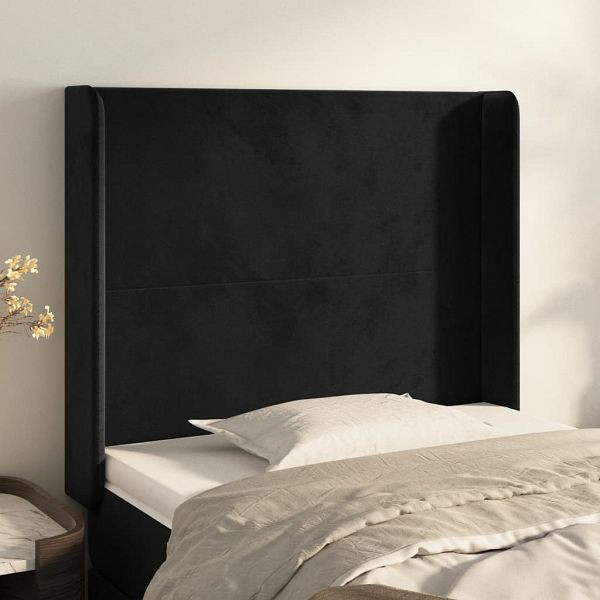vidaXL Kopfteil mit Ohren Schwarz 93x16x118/128 cm Samt, 3119338