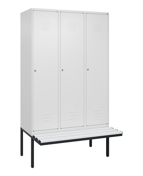 C+P Umkleidespind Classic PLUS, 3 Abteile, 2120x1200x815mm, 9016/9016, Zylinderschlösser, 0800407-32 S10029