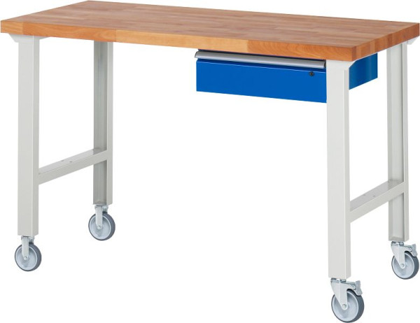 RAU Fahrbare Werkbank 7001A1, 1500x700x1000mm, je 2 Bockrollen und Lenkrollen, 05-7001A1-157B4S22.11