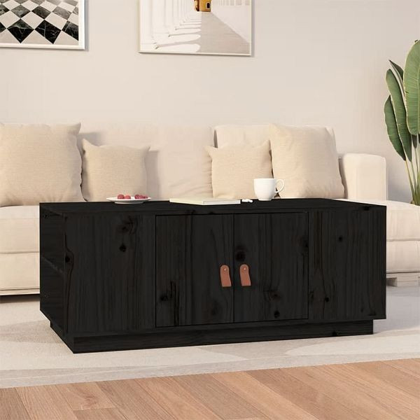 vidaXL Couchtisch Schwarz 100x50x41 cm Massivholz Kiefer, 818259