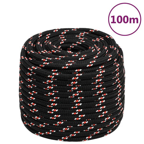 vidaXL Bootsseil Schwarz 16 mm 100 m Polypropylen, 152362