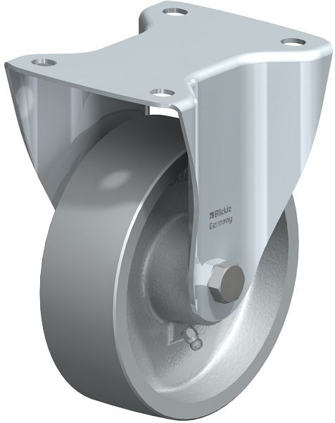 Blickle BI-G 150G Hitzebeständige Stahlblech-Bockrolle mit Anschraubplatte, Guss, Grau, 754884