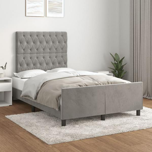 vidaXL Bettgestell mit Kopfteil Hellgrau 120x190 cm Samt, 3270596