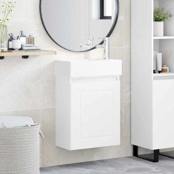vidaXL Badezimmer Waschtischunterschrank mit Wasserhahn Weiß, 889511