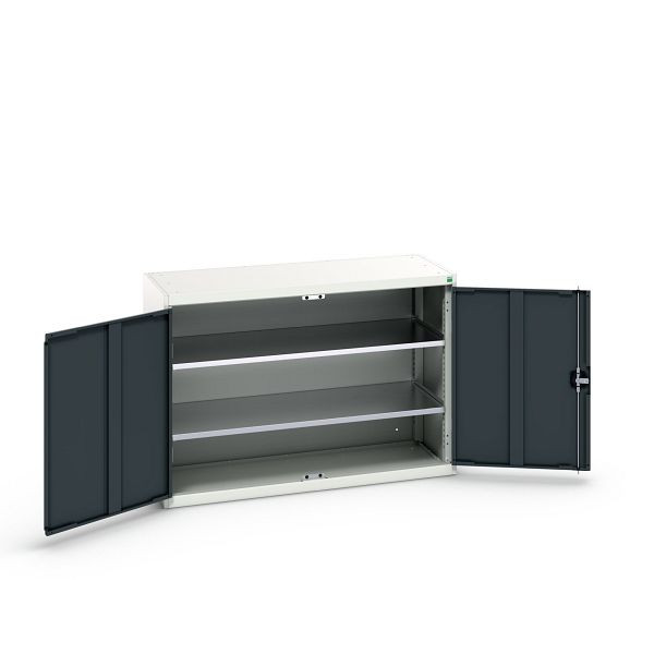 bott verso Flügeltürschrank, mit 2 Fachböden, BxTxH: 1300 x 550 x 900 mm, Lichtgrau / Anthrazitgrau, 16926631.19