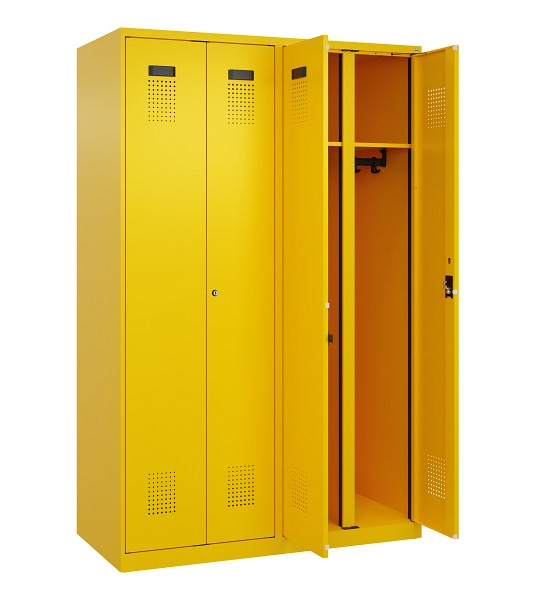 C+P Schwarz-Weiß-Spind Evolo PLUS, 4 Abteile, 1850x1200x500mm, 1023/1023, Zylinderschloss, 049002-40 S10049