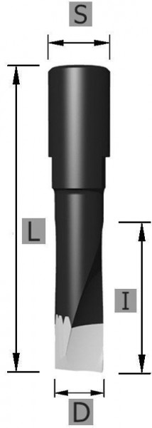 Edessö Nutfräser HW Z2 S10 mm Domino, A: 8, B: 25, GL 49, C: M6x0,75, 102708010