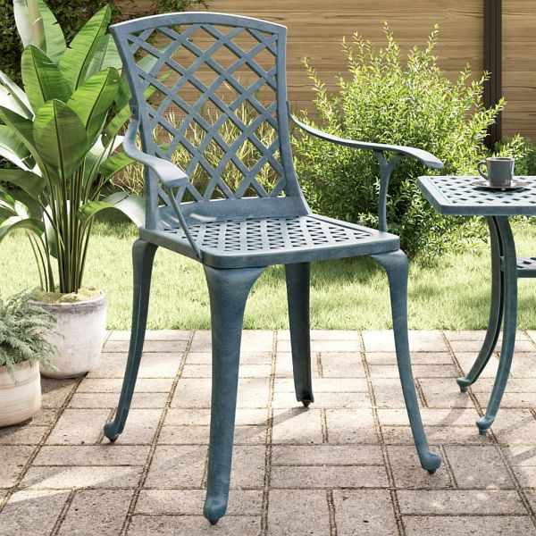 vidaXL Gartenstühle 2 Stück Grün Aluminiumguss, Top-Qualität, 4002802