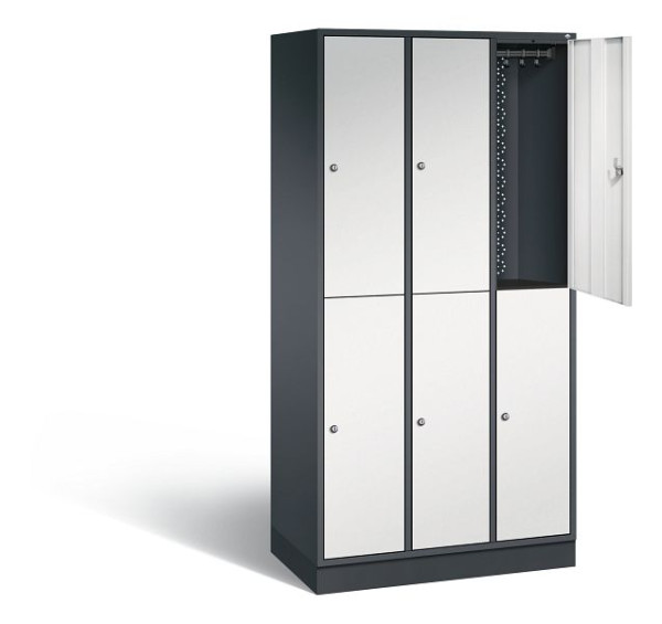 C+P Spind doppelstöckig Intro, H1950xB920xT490mm, Farbe: Schwarzgrau / Lichtgrau, 8270-301 S10058