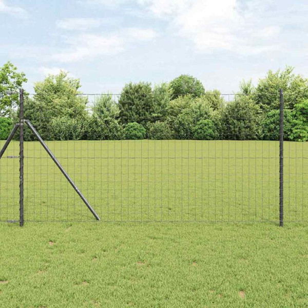 vidaXL Zaun mit Pfosten Grau 1.2 x 10 m Stahl, 3350440