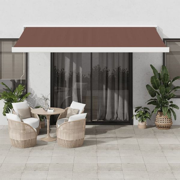 vidaXL Automatisch Manuell Braun 400x300 cm, Material: Pulverbeschichtetes Aluminium, Stoff (100% Polyester) mit PU-Beschichtung, 3215730