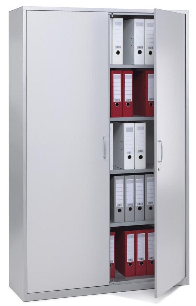 Deskin Flügeltürenschrank CONCEPT LINE, Dekor lichtgrau, Korpus Metall Alusilber, B 800 x H 1900 x T 420 mm, inkl. 4 Fachböden, 5 Ordnerhöhen, 270242