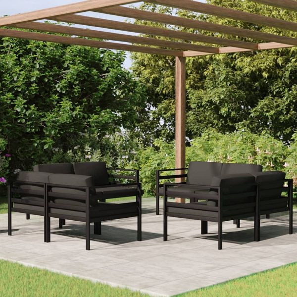 vidaXL 8-teilig Garten-Lounge-Set mit Kissen Aluminium Anthrazit, 3107829