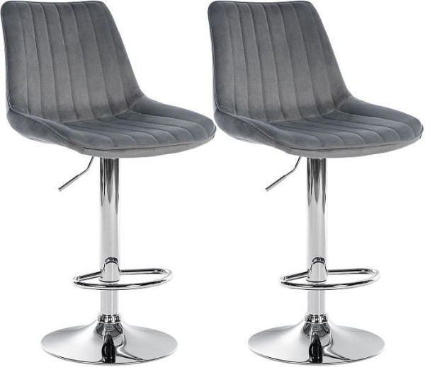 CLP Barhocker Toni Samt chrom, dunkelgrau, VE: 2 Stück, 324064