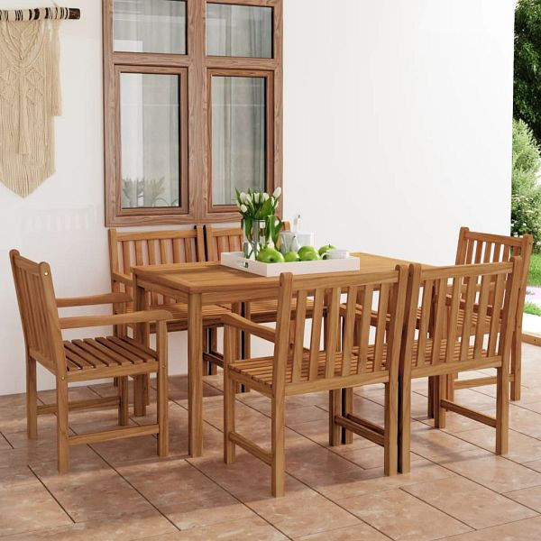 vidaXL 7-teilig Garten-Essgruppe Massivholz Teak, 3059932