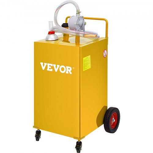 VEVOR Fuel Caddy Kraftstoffspeichertank 35 Gallonen 4 Räder mit manueller Pumpe, Gelb, SYJYCHSGJL435BMV0V0