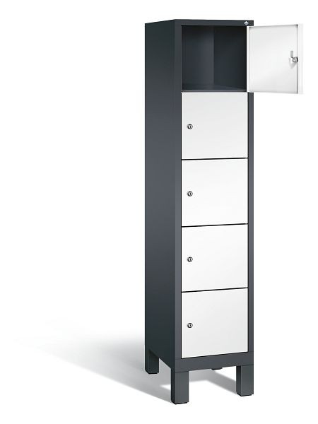 C+P Schließfachschrank Evolo, H1850xB420xT500mm, Farbe: Schwarzgrau / Verkehrsweiß, 48010-125 S10051