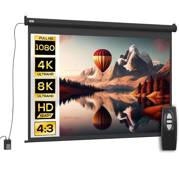 HOMCOM Beamer-Leinwand, Projektionsleinwand, 84", 4:3, 171x130 cm, Schwarz, 001-004V90BK