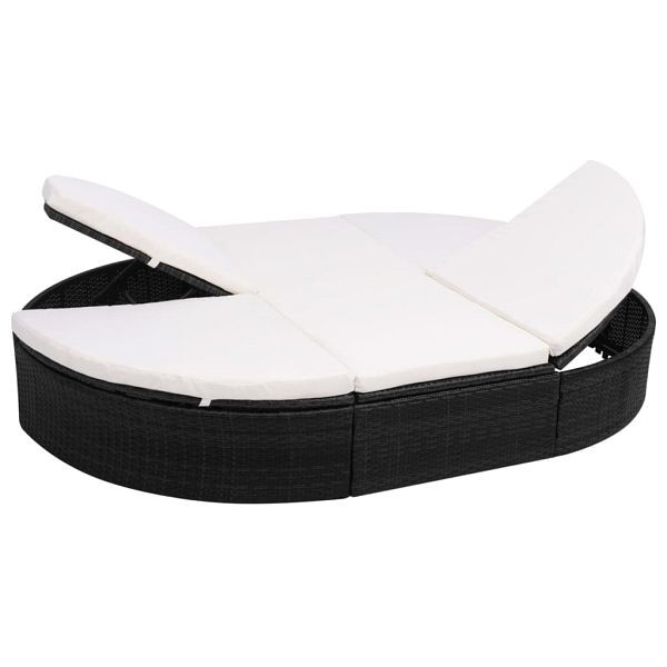 vidaXL Outdoor-Loungebett mit Kissen Poly Rattan Schwarz, 42940