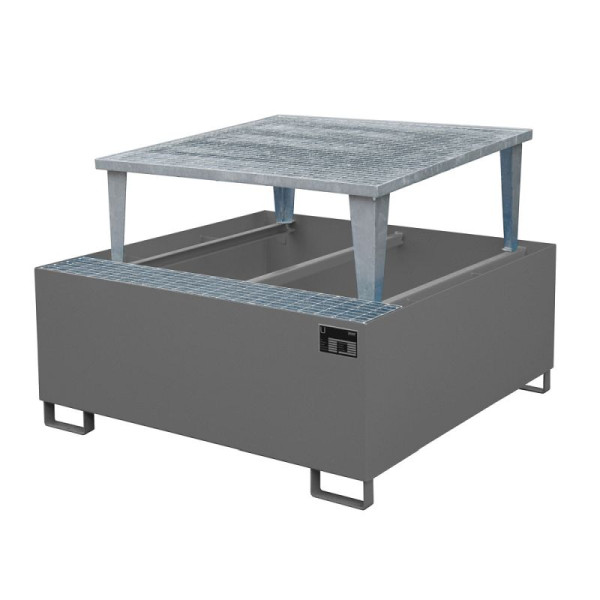 STEIN HGS Auffangwanne AWA, mit Abfüllaufsatz, RAL 7005 mausgrau, Höhe 1090 mm, lackiert, 1 Stück, 1 IBC 1000 Liter, 79190.0005