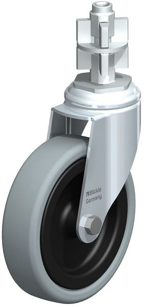 Blickle LKRA-VPA 126G-11-E17 Apparate-Lenkrolle mit Expander, Vollgummi, Grau, 614651