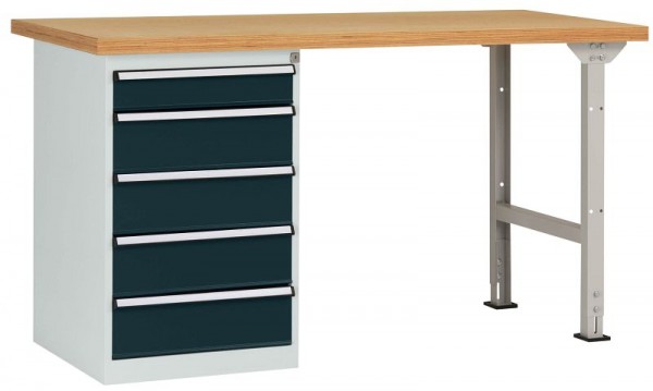 Manuflex Werkbanksystem COMBI Modell 4 mit Multiplexplatte, BxTxH = 1500 x 700 x 840 mm, Anthrazit, WC5104.7016