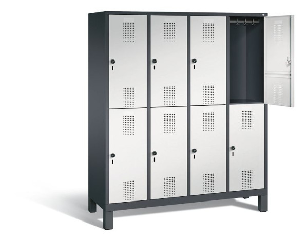 C+P Spind doppelstöckig Evolo, H1850xB1590xT500mm, Farbe: Schwarzgrau / Lichtgrau, 48310-42 S10031