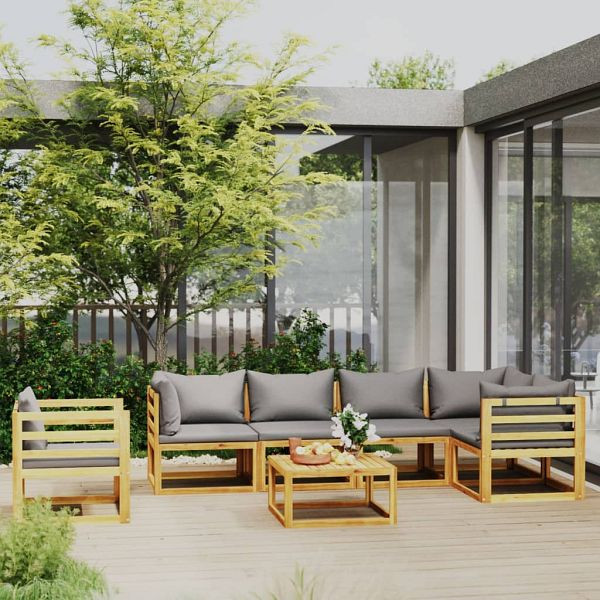 vidaXL 7-tlg. Garten-Lounge-Set mit Auflagen Massivholz Akazie, 3057629