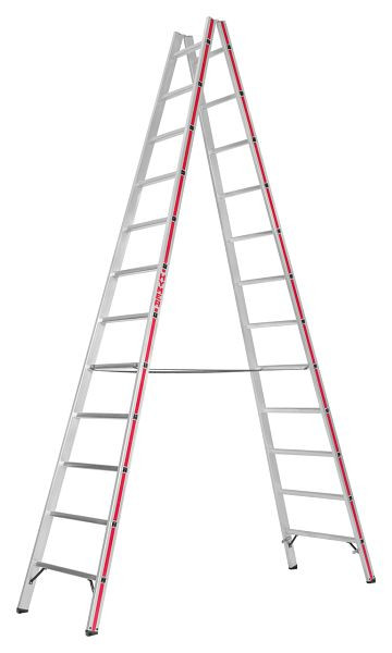 HYMER Sprossenstehleiter, beidseitig begehbar, 2x12 Sprossen, Länge 3,53 m, 602324
