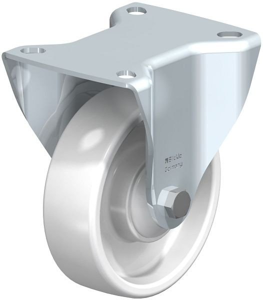 Blickle B-PO 100K Stahlblech-Bockrolle, mittelschwere Ausführung, mit Anschraubplatte, Polyamid, Weiß, 585455
