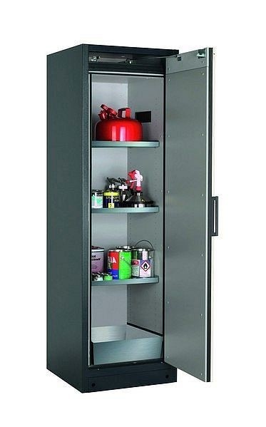 asecos Sicherheitsschrank Q-CLASSIC-90, Q90.195.060.R in Silber mit 3x Fachboden (Edelstahl), 30073-049-33414