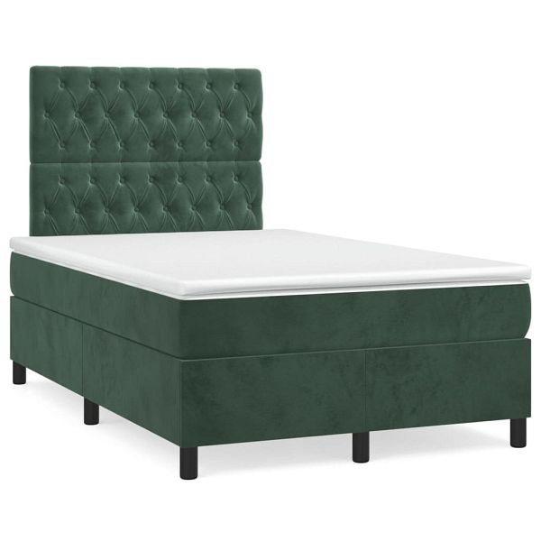 vidaXL Boxspringbett mit Matratze Dunkelgrün 120x190 cm Samt, 3270016