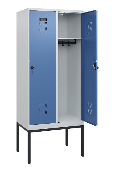 C+P Spind Evolo PLUS, Gestell, 2 Abteile, 1950x800x500mm, 7035/5023, Drehriegel, 0490305-22 S10008