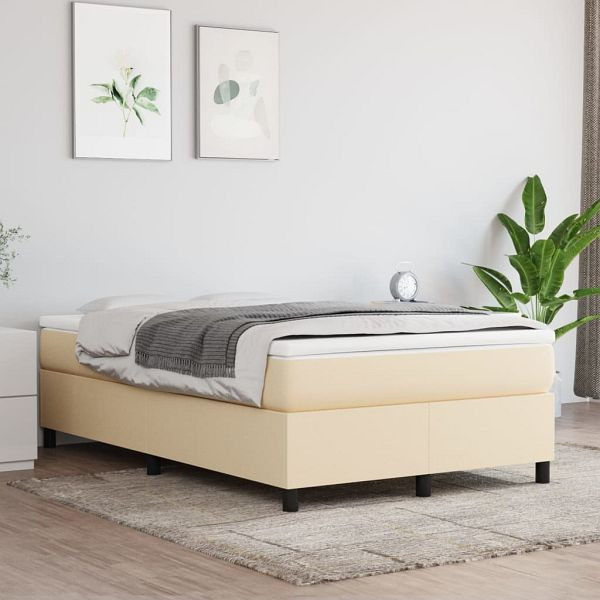vidaXL Boxspringbett mit Matratze Creme 120x200 cm Stoff, 3144412