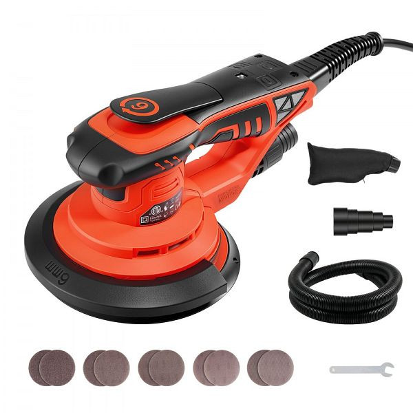 VEVOR Exzenterschleifer 400W, 152mm, bürstenlos, 4000–10000 U/min, 7 Stufen, 10 Schleifpapiere, Staubbeutel, 4m Kabel, YSGDSGJBS6IN1PI6L001V2