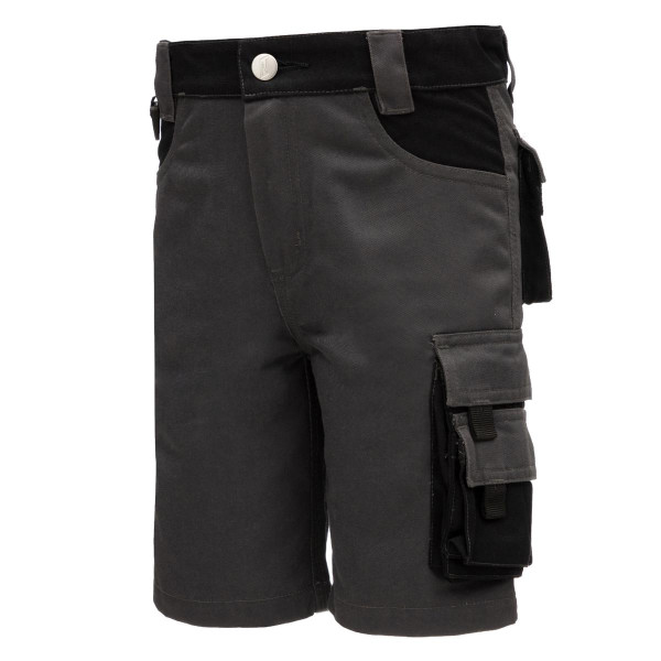 NITRAS MOTION TEX KIDS, Arbeitshose, kurz, grau / schwarz, STANDARD 100 by OEKO-TEX®, Größe: 128, VE: 10 Stück, 7602KIDS-128